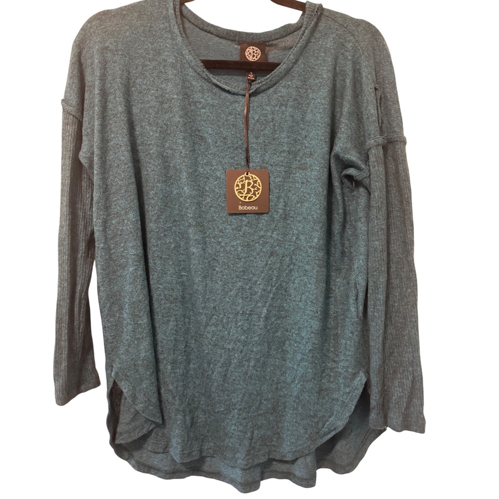 Bobeau‎ Tunic Top Long Sleeve Knit Casual Teal Blue Small